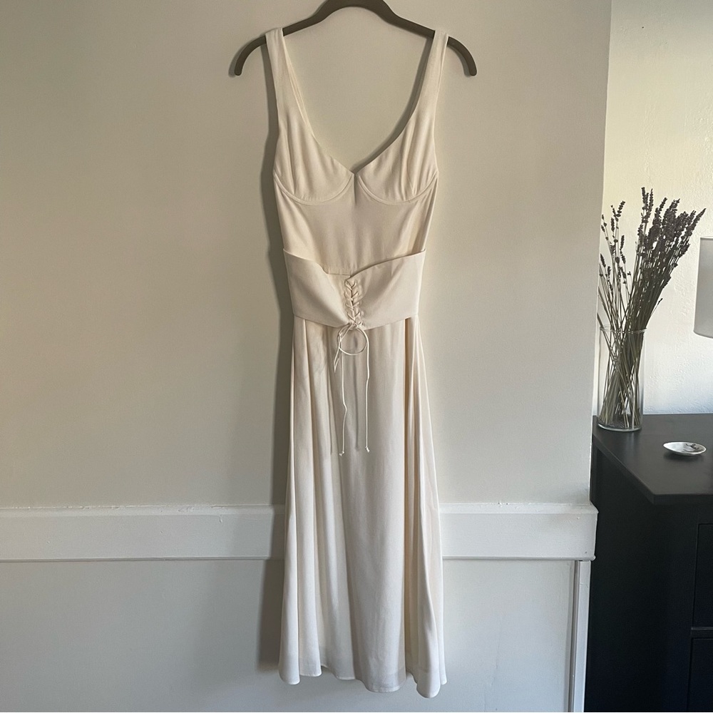 REFORMATION IVORY CORSET WAIST DRESS